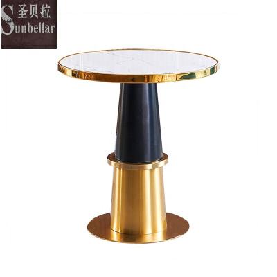 China Easy Clean Marble Coffee Table Luxury Dining Table With Gold Metal Stainless Steel Legs Modern Living Room Furniture Tables for sale