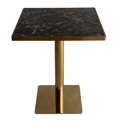 China Luxury Round Marble Coffee Table Modern Design Tea Table Stainless Steel Stand Square Mental Table Easy Clean Marble Home Furniture for sale