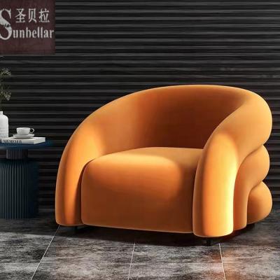 China Simple French Adorning Sofa Chair Velvet Fabric Hotel Chairs Creative Modern Designer Lounge Chair Armchair For Living Room for sale