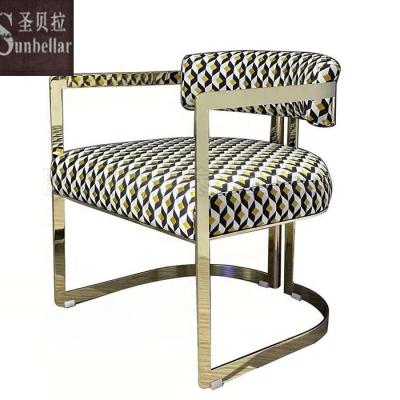 China Super Comfortable Home Furniture Modern Stainless Steel Convertible Dining Metal Chair Fabric Velvet Luxury Armchair For Kitchen for sale