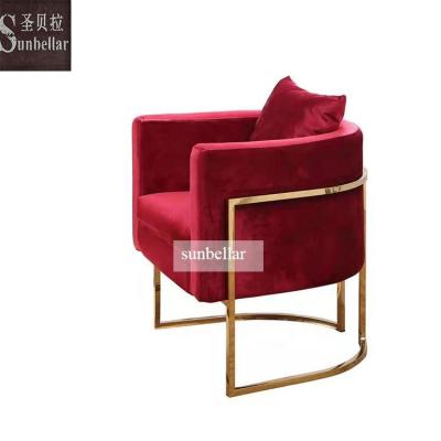 China Wholesale Reclining Luxury Modern Dining Armchair Gold Stainless Steel Fabric Living Room Leisure Armchairs for sale