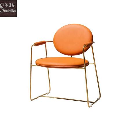 China Wholesale Modern Accent Chairs Furniture Luxury Round Shape Metal Legs Gold Upholstery Fabric Leather Modern Armchairs For Living Room for sale