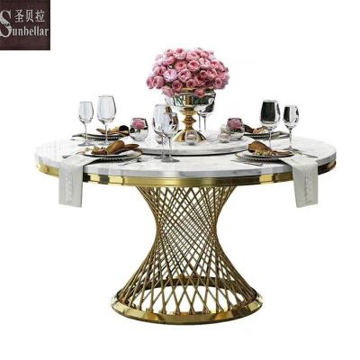 China Foshan Furniture Dining Table Chair Marble Dining Table Chair Modern Gold Stainless Steel Round Kitchen Table for sale