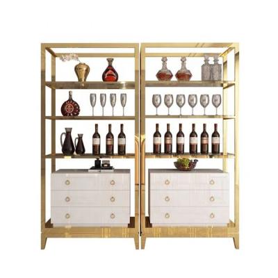 China PANELS wine gold white and black gold stainless steel display cabinet luxury modern wood dining room furniture for sale