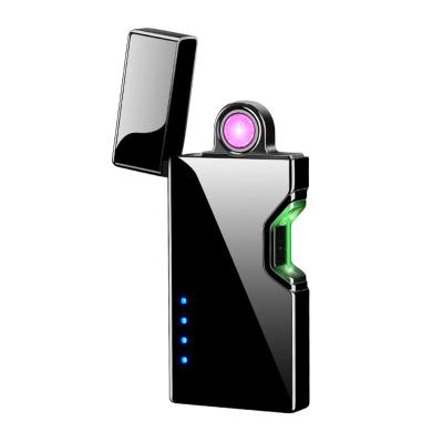 China 2021Custom Logo Windproof Double Arc Lighter USB Rechargeable Plasma Igniter with LED Battery Indicator for sale