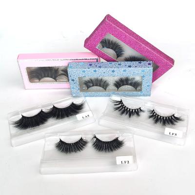 China 25mm Long 3d 5d Natural Private Label False Mink Eyelashes False Eye Lashes Vendor With Box Packing for sale