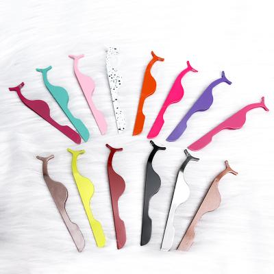 China New Product Durable Wholesale Bulk Logo Volume Custom Stainless Steel Eyelash Applicator Private Tweezers for sale