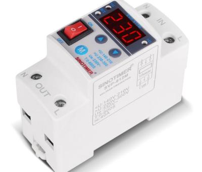 China sinotimer svp-912 63A 220V adjustable din rail recovery reconnect over and under voltage protection device protector sinotimer svp-912 for sale