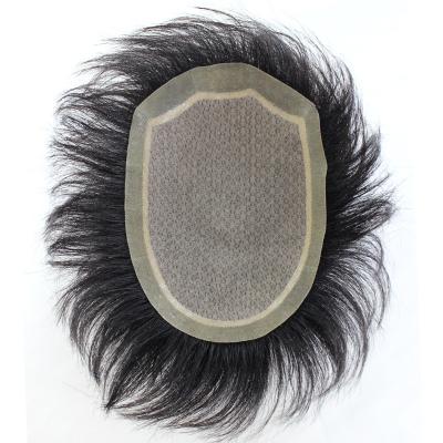 China Small/Large/Average Size Men's 100% Human Hair Silk Base Hair Toupee with 90% Density for sale