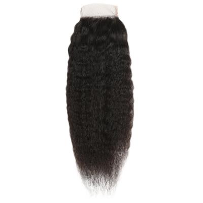 China Shedding-Free Remy Hair Kinky Straight Lace Closure for Straight Kinky Hair Extensions en venta