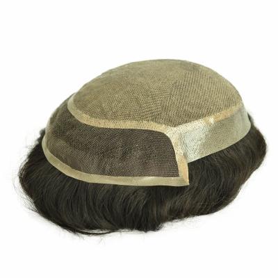 China 100% Real Human Hair Men Toupee Hand-Woven Invisible Balding Hair Patch with PU Skin and Swiss Lace for sale