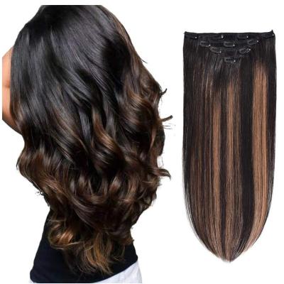 China Virgin Highlight Remy Hair Clip In Extensions 7-9 Piece Set for Natural Real Raw Hair Te koop