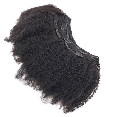 China 12 A Grade 1B Natural Color Remy Raw Virgin Brazilian Afro Kinky Curly Clip-in Hair for sale