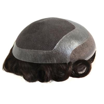 China HD Style and Soft Lace Male Hair Wig 6inch Length Afro Curly Weave Toupee for Black Men for sale