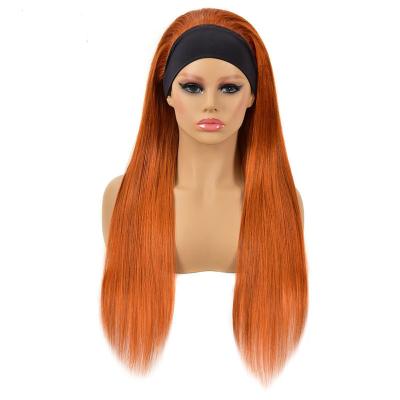 China Ginger Color Headband Wigs for Black Women Fast Shipping Bone Straight Human Hair for sale