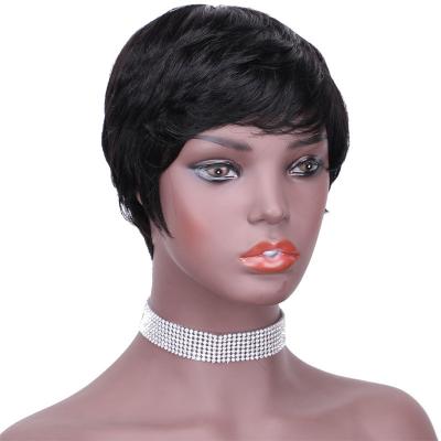 China Custom Logo Raw Natural Short Pixie Cut Human Hair Wig for and Natural Look 250g-450g for sale