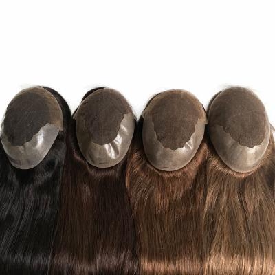 China 20 Inch Light Brown Highlights Human Remy Hair Toppers Brazilian Hair Toupee Lace PU Base zu verkaufen