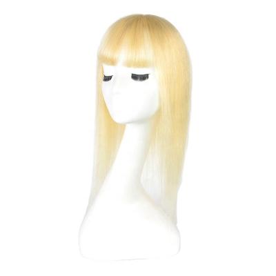 China Top Human Hair Crystal Bride Long Silk Base Blonde Toupee for Wedding Women Fringe Clip for sale