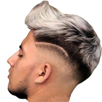 China Remy Hair Hand Tied Natural Ombre Salt And Pepper Gray Human Hair Pieces Toupee for Men zu verkaufen