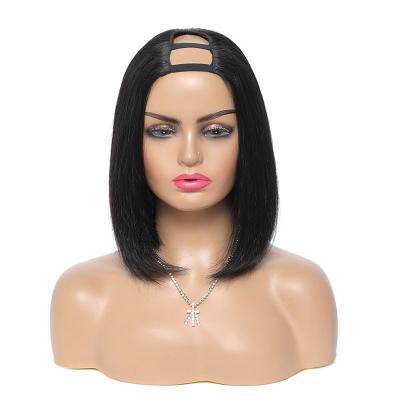 China Peruvian Bob Wigs for Black Women Black Color Remy Natural Bone Straight U Part Wig Long for sale