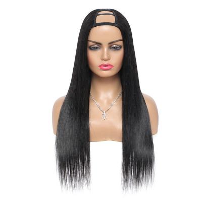 China Full Cuticle Brazilian Hair Preplucked U Part Wig with 180% Density in Bone Straight for sale