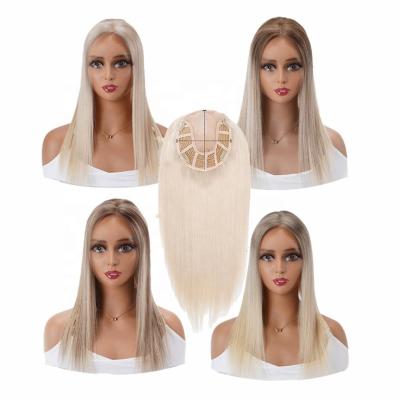 China Real Natural Jewish Pu Hair Topper For Women End Silk Lace Front European Blond 100-200g for sale