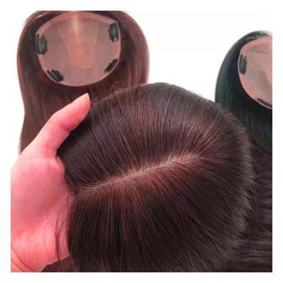 China Silk Base Human Hair Toppers Lace Toupee for Women Virgin Hair Straight Toppers for sale