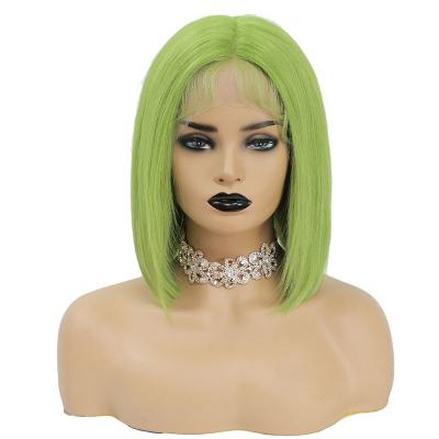 China 100% Human Hair Brazilian HD Lace Frontal 8A 10A 12A Short Green Bob Wig with Swiss Lace for sale