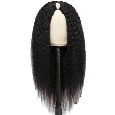 China Wigs Length Long V Part Glueless Afro Kinky Straight Human Hair Wig 250% Density for sale