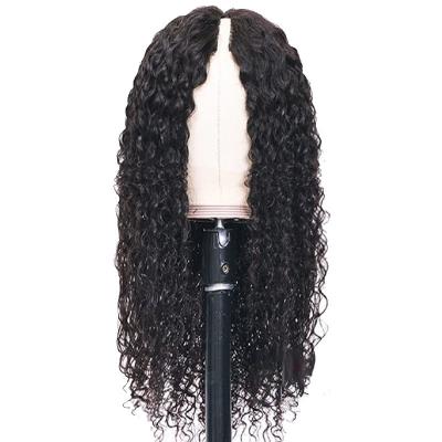 China Short 2022 Fashion Design Water Wave Cuticle Aligned V-part Non Lace Human Hair Wig for sale