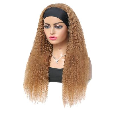 Chine Véritable chevelure humaine Jerry bouclée demi-perruque avec bandeau pour les filles afro coiffure 10-30 pouces à vendre