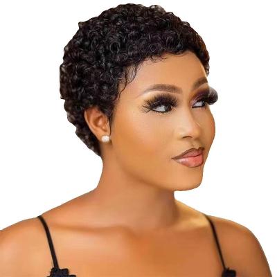 China Afro Kinky Curly Short Human Hair Machine Made Wigs for Men Brazilian Hair for sale