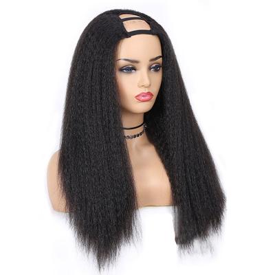 China Virgin Hair Advantage Kinky Straight Human Hair Glueless U Part Wig for Bulk Purchase for sale