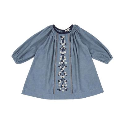 China Anti-wrinkle young and beautiful fall long sleeve girls skirt linen princess one line girls dress for sale