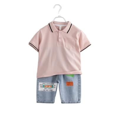 China Anti-wrinkle hot sale summer outfit for kids summer two-piece outfits hour summer kids outfit two-piece set for sale