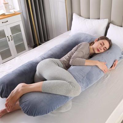 China Multifunctional Comfortable U Shaped Full Body Comfortable Anti Dust Mites Anti Dust Maternity Pillow With Velvet Cover for sale