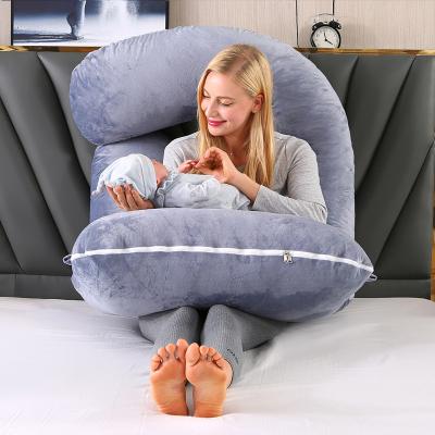 China Wholesale Soft Anti Dust Mite Manufacturing G Shaped Full Body Sleeping Pregnancy Pillow With Detachable Velvet Cover for sale