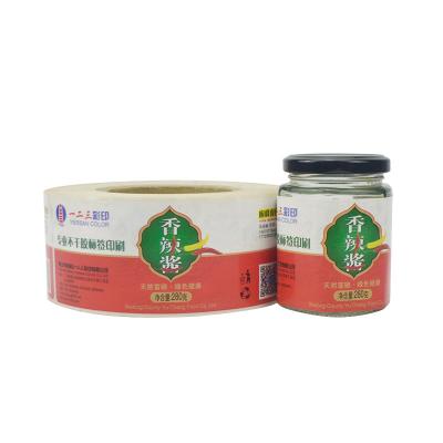 China Custom waterproof self-adhesive chili sauce vinyl glaze jar packaging seasoning glass stickers label stickers for sale