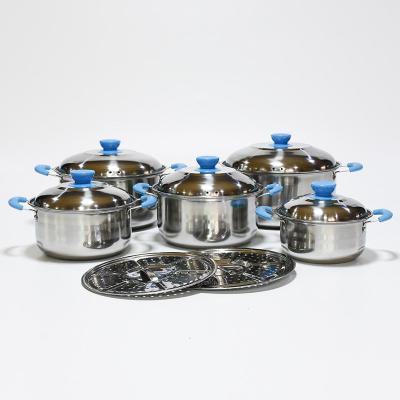 China Sustainable American Style 5pcs Stainless Steel Casserole Cooking Pot Induction Cookware Set With Two Handle for sale