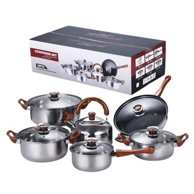 China Wholesale Quality Stocked From 2021 Manufacturers, Kitchen Ware Stainless Steel Cookware 12 Pieces Set With Cookware Lid for sale