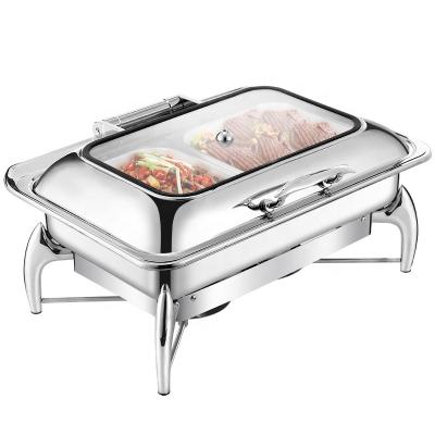 China Preserving Hot Decorative Fancy Food Chafing Dish 9L Gold and Silvery Chafing Dish Stainless Steel Buffet Stove Hydraulic Fuel and Electric for sale