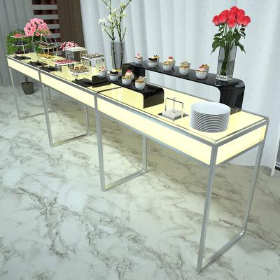 China LED top glass foldable buffet table for restaurant banquet hotel or family from China stainless steel buffet table YC02Q for sale