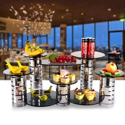 China Viable European Cylindrical Cake Stand Food Buffet Stand Display Decoration Table Dessert Meal Coffee Break Cold Table for sale