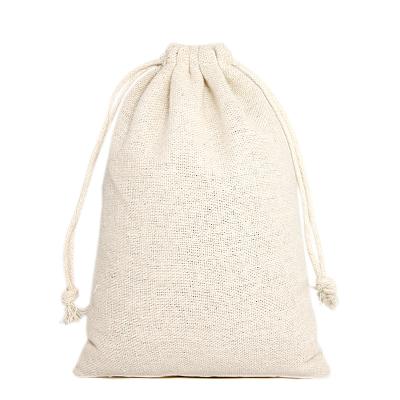 China White Hessian Canvas Drawstring Bag Small Jute Gift Pouch Gift Wrapping Canvas Bag for sale