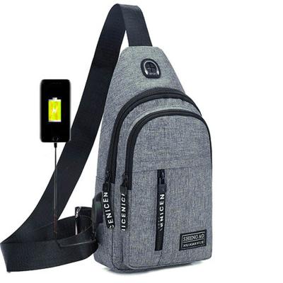 China USB Left Fashion Oxford Men Chest Bag Mobile Phone Sling Casual Shoulder Filling Waterproof Cross - Body Bag With USB Port &earphone Filling Hole for sale