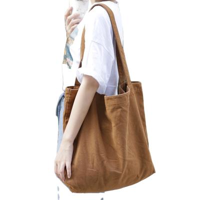 China Eco Friendly Canvas Handled Tote Single Shoulder Bag Canvas Grocery Shopping Bag 16oz Reusable Cotton Canvas Bag for sale