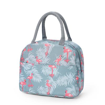 China Oxford Insulated Lunch Bag Thermal Custom Flamingos Printing Tote Bags Cooler Picnic Food Lunch Box Bag for sale