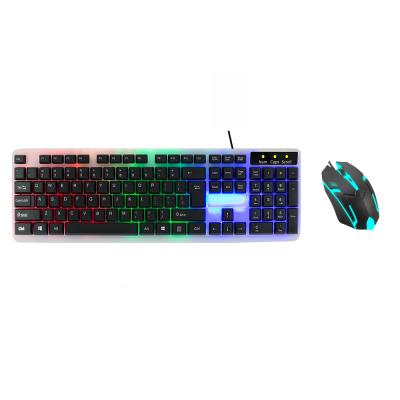 China 2021 plug and play hot sale rainbow backlight gaming keyboard and mouse set gaming keyboard mouse and combo for sale