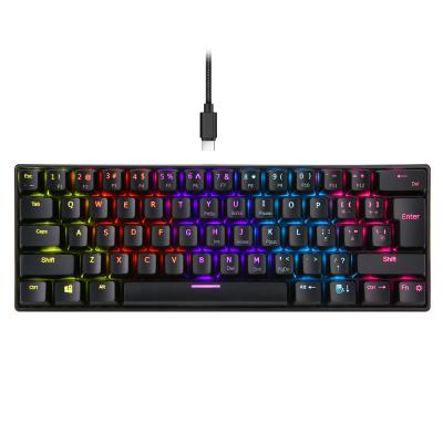 China Portable Green Switch Anti-ghosting 61 Keys Mini RGB Mechanical Gaming Keyboard for sale