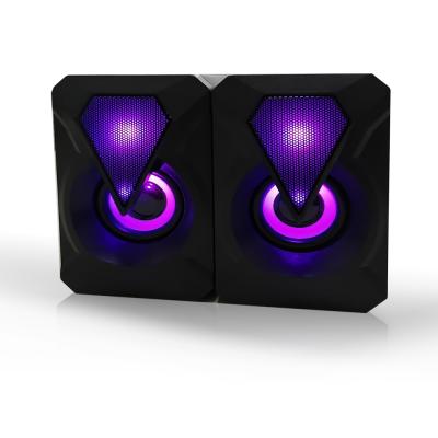 China No Volume Control 2.0 Rainbow Backlight Mini Portable Wired Gaming Speaker for sale